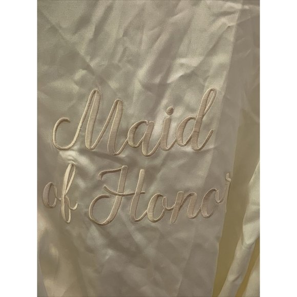 Lillian Rose Womens Satin Robe S/M Ivory Maid of Honor Bride Wedding Embroidered - Picture 6 of 8